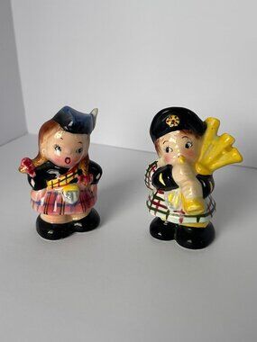 1950s Vintage Japan Miyao Scottish Boy and Girl Salt and Pepper Shakers